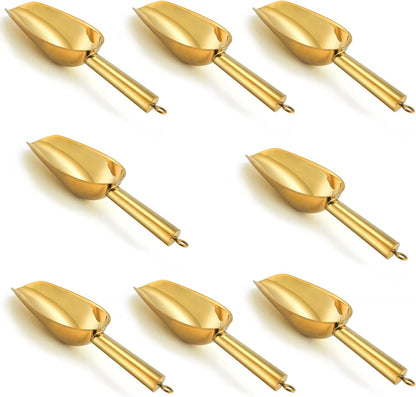 3OZ Mini Scoop Set of 8,  Stainless Steel Candy Sweet Ice Cube Scoop for Home Bar Buffet Wedding Canisters, Easy Clean & Durable - Gold