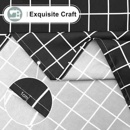 6 Pack Rectangle Waterproof Fabric Table Cloth, Plaid Stain Resistant Polyester Tablecloth, Washable Cloth Table Cover for Dining Room, Outdoor, Picnic (52" X 70", Black)