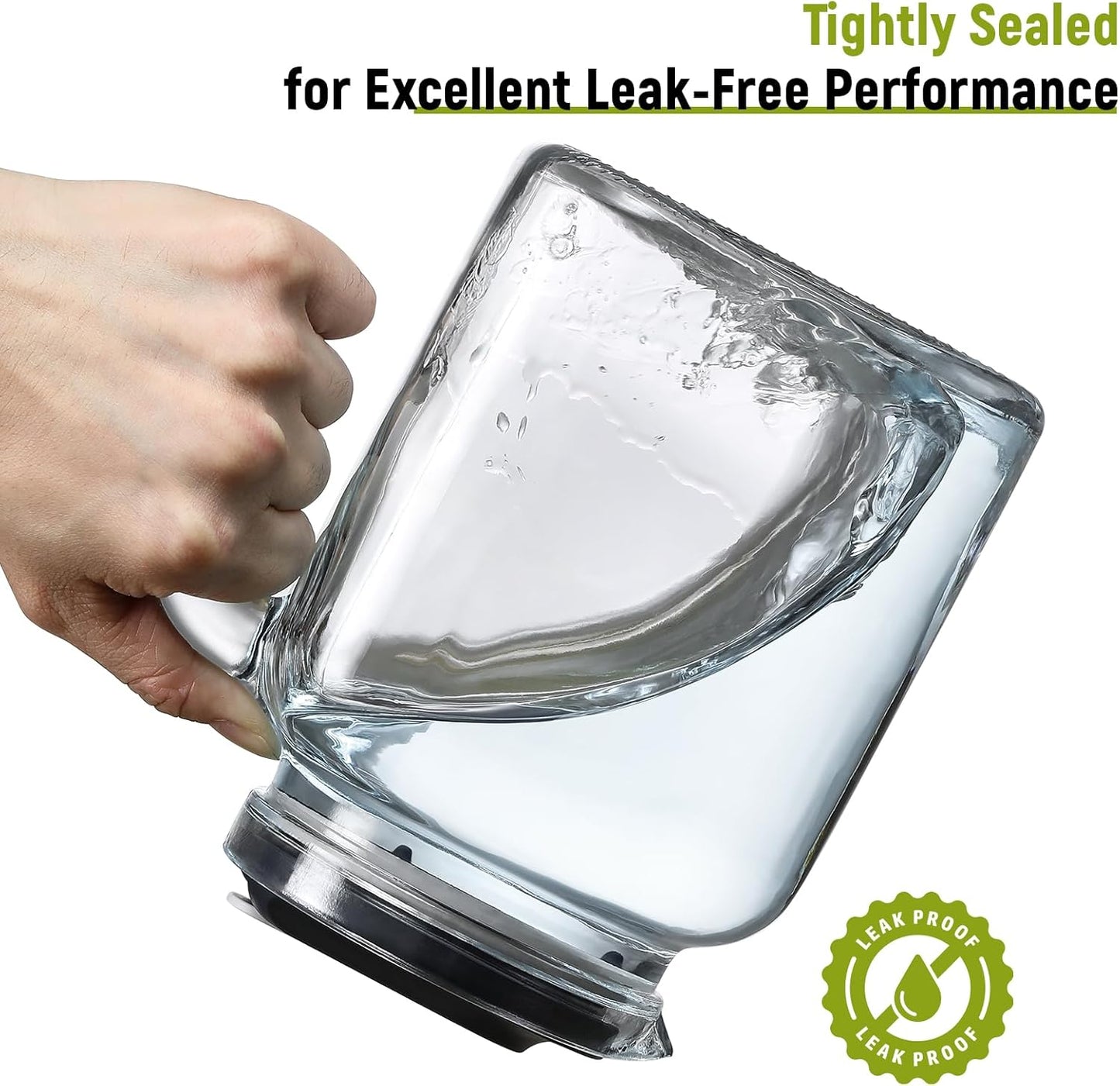 68 Oz Seal Pitcher with Lid and Spout, Large Iced Tea Pitcher for Fridge, Wide Mouth Glass Jar Container for Homemade Juice & Iced Tea, Iced Coffee, and Drinks