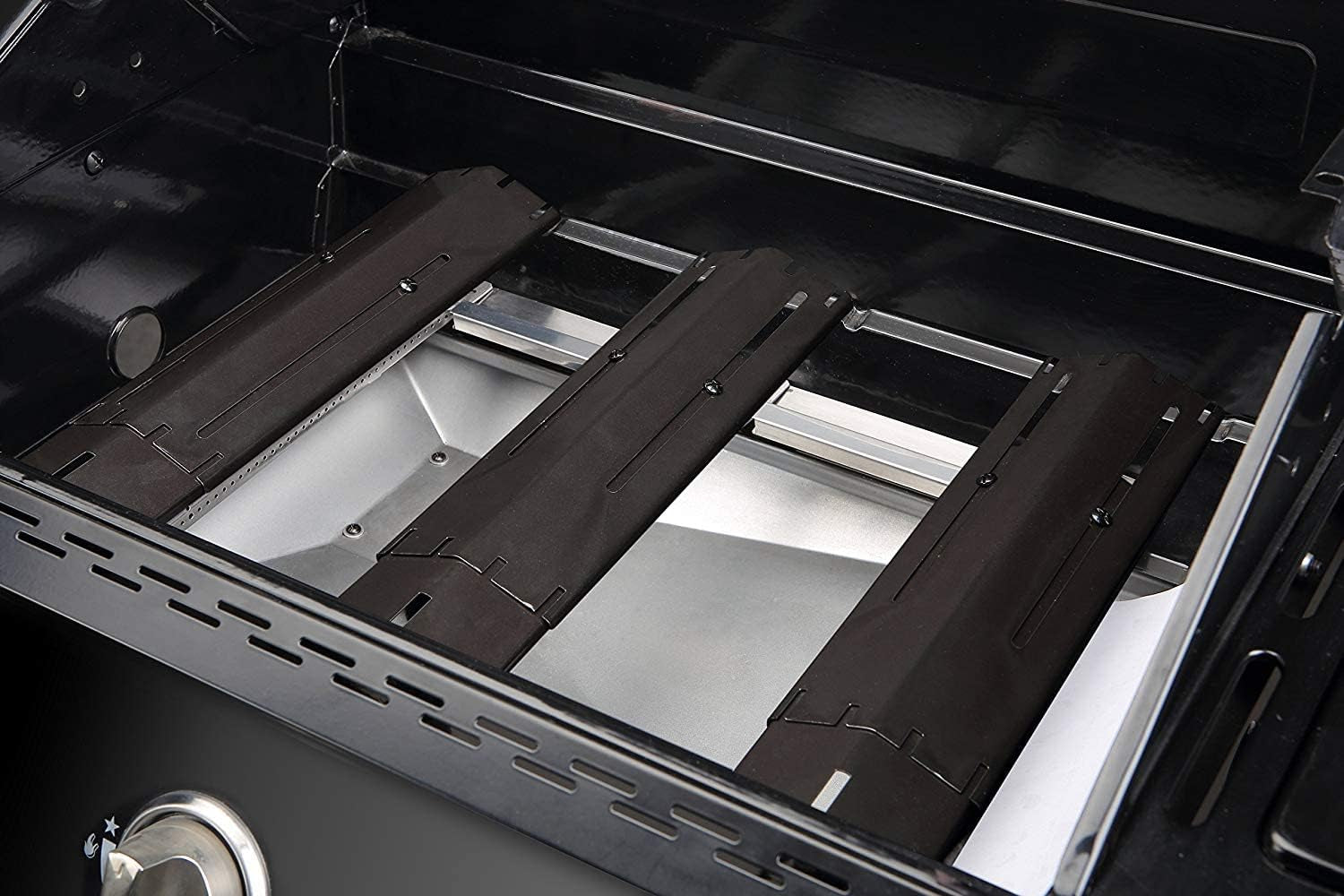 Adjustable Porcelain Steel Heat Plate, Extends from 11.75" up to 21" L，Grill Replacement Parts, Heavy Duty Heat Shield, Burner Cover, Flame Tamer for Gas BBQ, Pack of 1