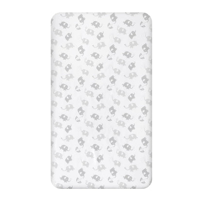 Fitted Crib Sheet for Baby Boys or Girls, Silky Soft Microfiber 52'' X 28'' Crib Sheet Fits Standard Size Crib Mattress and Toddler Bed Mattress, Gray Elephant