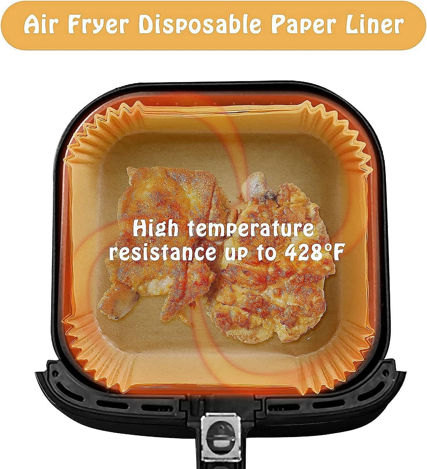Air Fryer Liners Disposable Compatible with COSORI Air Fryer 6 Qt, 100 Pcs Unbleached Parchment Paper for 5-8 Qt 7.9 Inch Square Parchment Paper for Baking Non-Stick