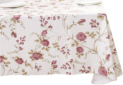 Heavy Duty Vinyl Tablecloth with Flannel Backing Waterproof Oil-Proof Plastic Table Cloth Stain-Resistant Wipeable Rectangle or Square Table Cover for Indoor and Outdoor (Flowers, 54X54 Inch)