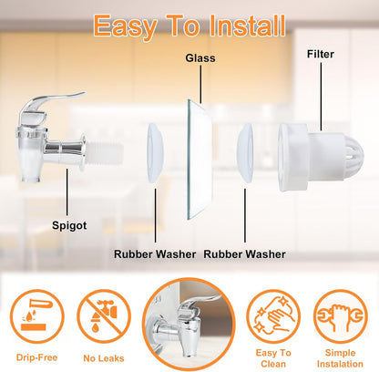 1 Gallon Glass Drink Dispensers for Parties-Set of 2,Drink Dispenser with Fruit Infuser & Stand,Juice or Beverage Dispenser for BBQ, Picnic, Party,Laundry Detergent Dispenser