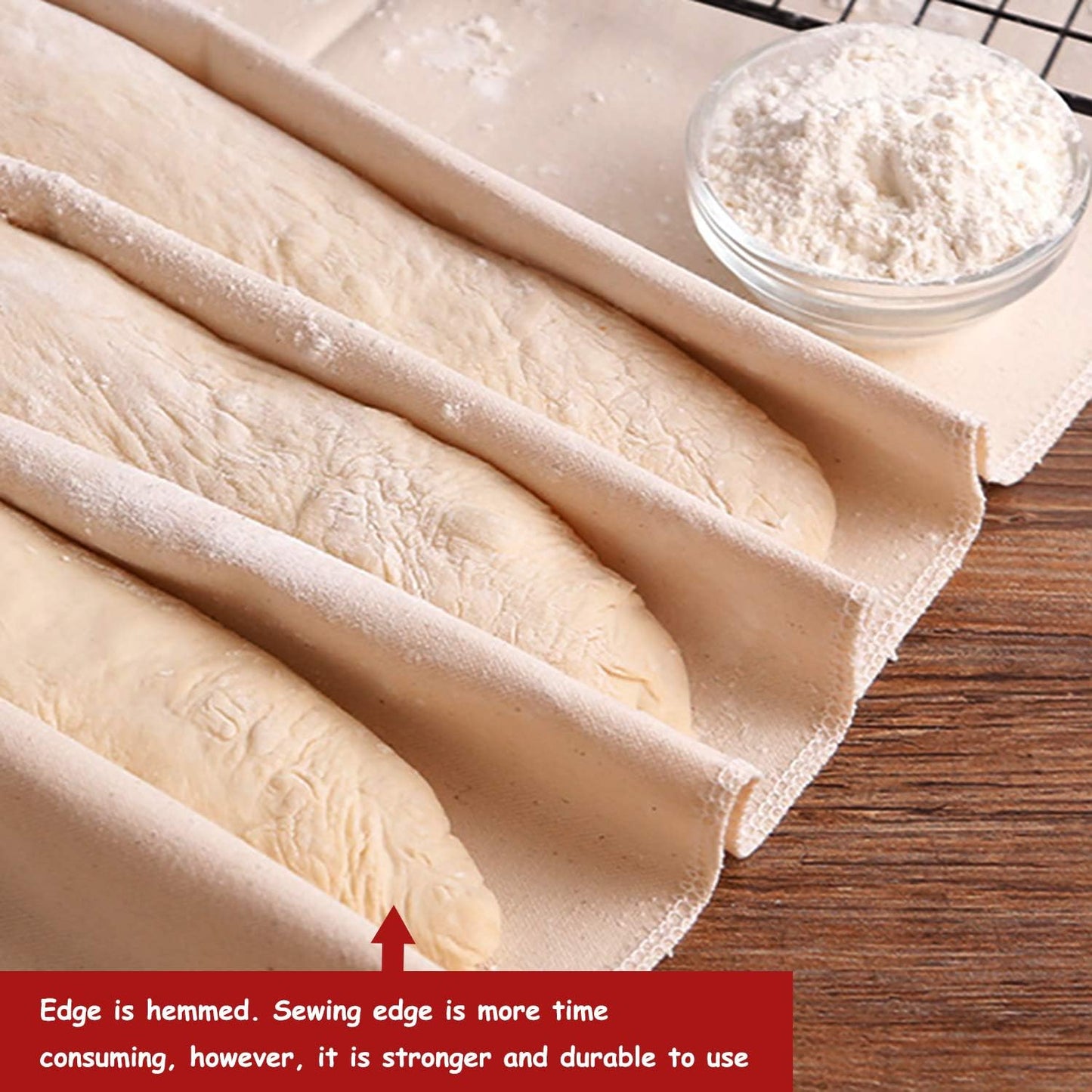 Professional Proofing Cloth, 17" X 14" Heavy Duty Bakers Dough Couche, Natural Cotton, Shaping Tool for Baguettes, Loaves and Ciabatta