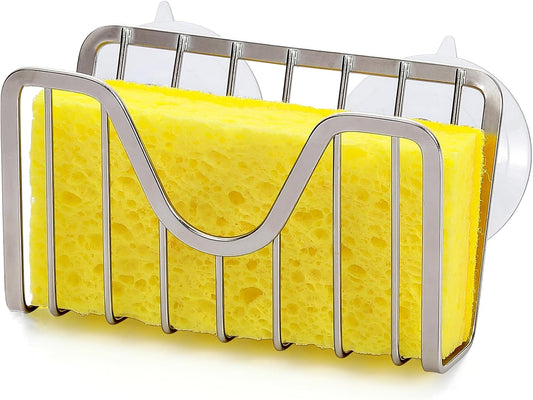 Sponge Holder with Suction Cups - Sink Caddy Organizer for Sponges, Scrubbers, Dish Brush, Soap - Bathroom & Kitchen Accessories - 304 Stainless Steel, Neverrust