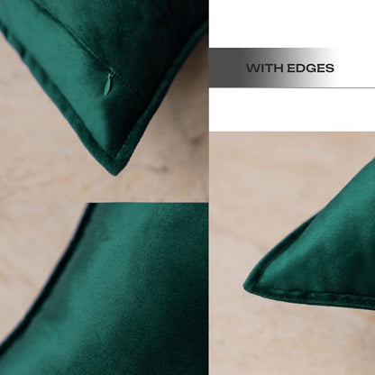 Velvet Emerald Green Throw Pillow Covers 18X18 Inches Pack of 2 Soft Decorative Square Cushion Covers for Couch Sofa Bed Livingroom Car,45X45Cm,Deep Dark Green