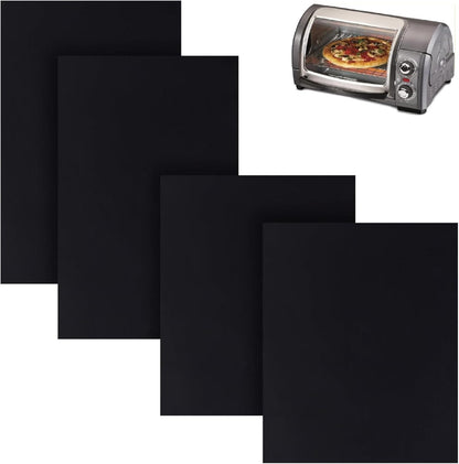 Air Fryer Oven Liners for Hamilton Beach Easy Reach 4-Slice Countertop Toaster Oven, Black Air Fryer Liners Reusable Baking Mat for Hamilton Beach 31344Da(2+2Pcs)