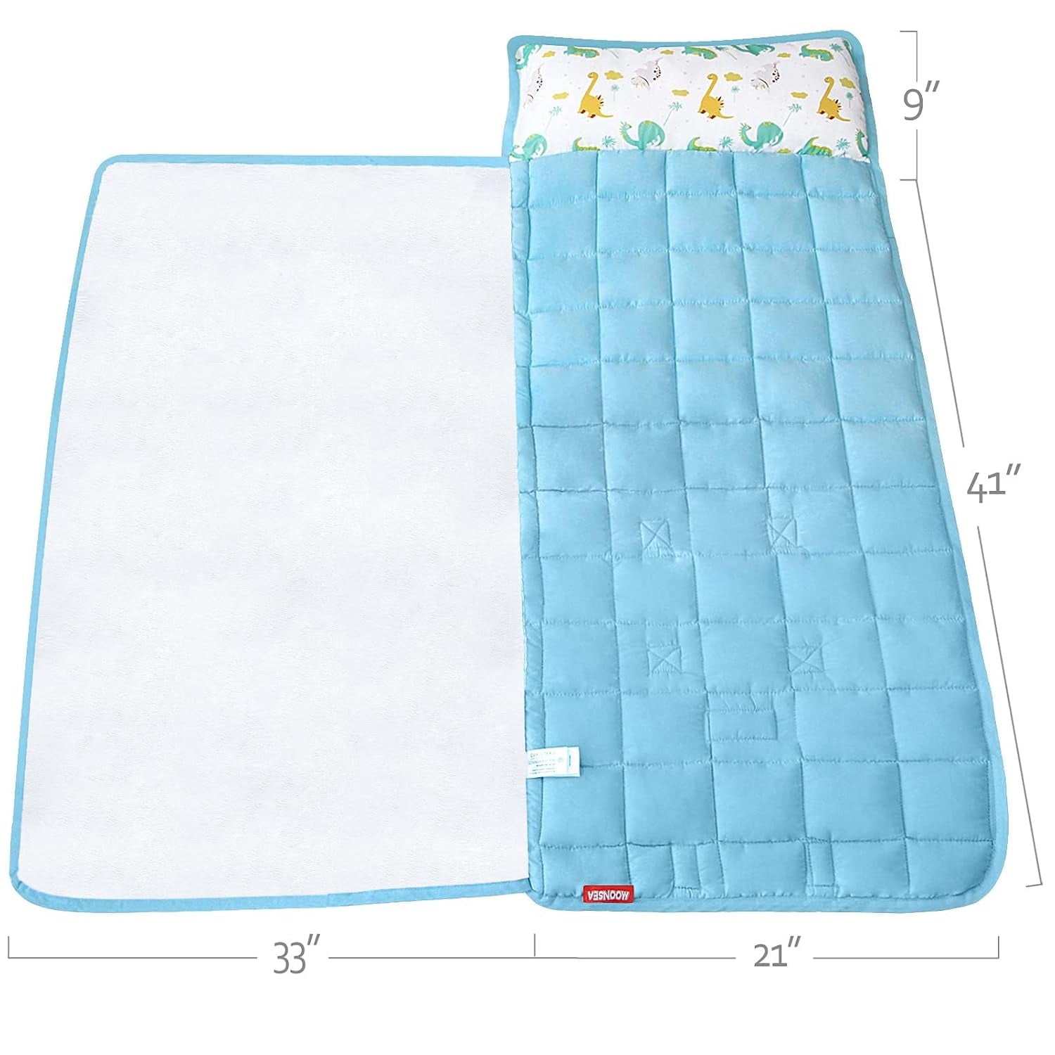 Nap Mat for Toddlers Dinosaur and Fleece Minky Blanket, Lightweight Perfect for Kids Preschool, Daycare, Travel Sleeping Bag Boys Girls, 21" X 50" Fit on a Standard Cot