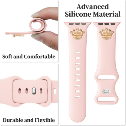 Designer Silicone Watch Bands with Studs Compatible with Apple Watch Band 38Mm 44Mm 40Mm 45Mm 41Mm 42Mm 46Mm 49Mm, Sport Straps Decorative Charms Nails for Iwatch Ultra/2/3 SE/3 Series 11/10/9/8/7/6/5/4/3/2/1