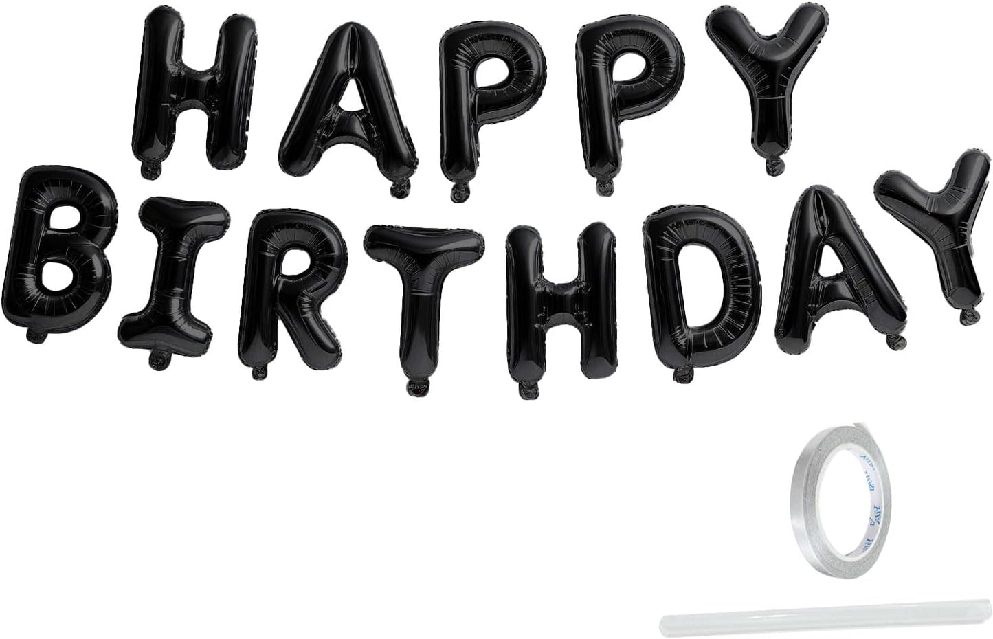 Happy Birthday Banner Black Balloons for Happy Birthday Decorations 13Pcs Mylar Foil Letters Birthday Sign Banner Party Decorations for Men, Women, Boys and Girls