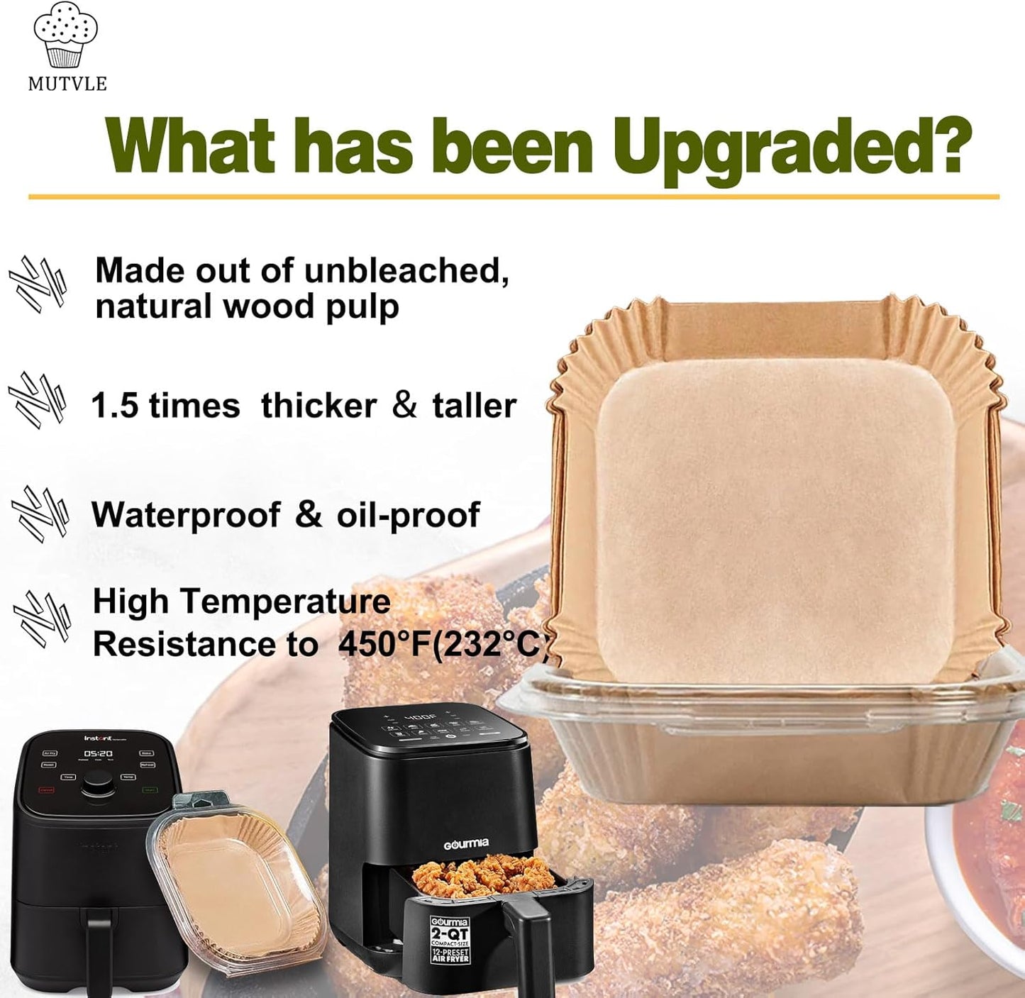 Small Air Fryer Liners for COMFEE' Compact 2.1 Air Fryer, 2 Qt Air Fryer Liners for Instant Pot Vortex Mini, Air Fryer Paper Liners Disposable 2 Qt Mini Liners for Gourmia Compact Digital