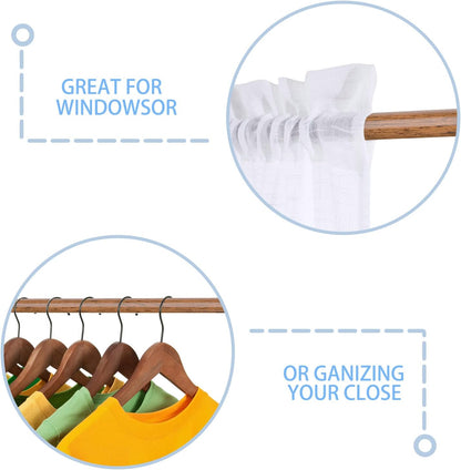Spring Tension Curtain Rods Short Tension Rod (Wood, 16" to 28"-2Pcs, Optimum Scope of Application 16 to 24 Inch, Can'T Hang Heavy Curtains)