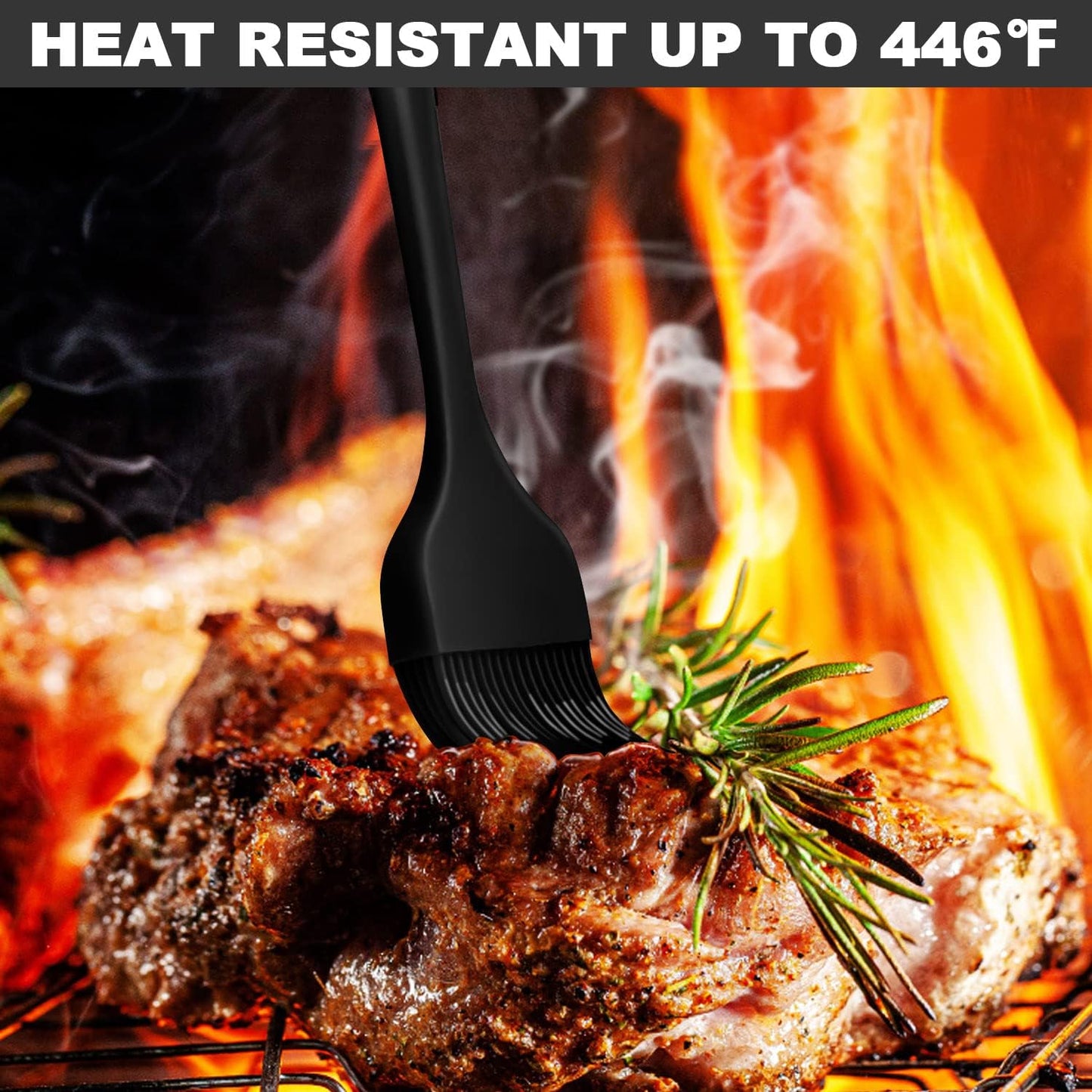 2 Pack Silicone Basting Pastry Brushes - Heat Resistant Brush with Soft Bristles, Hygienic One-Pieces Design, Marinade Brush Great in Baking for Spreading Oil Butter Sauce BBQ Grill (Black)