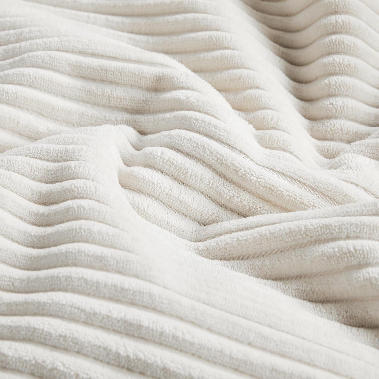 Cream White Lumbar Decorative Throw Pillow Covers 12X20 Inch for Living Room Couch Bed Sofa, Rustic Farmhouse Boho Home Decor, Soft Striped Corduroy Rectangle Accent Cushion Case 30X50 Cm