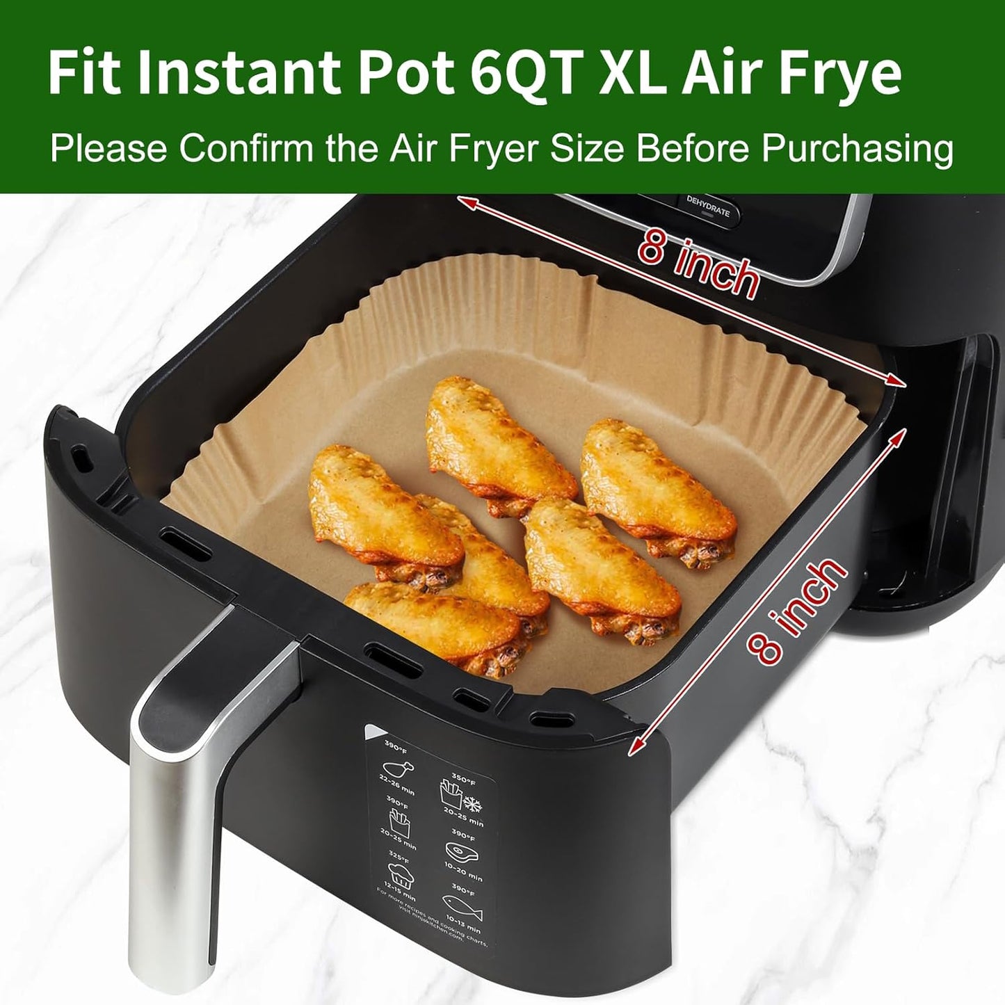 Instant Pot Vortex plus 6QT XL Air Fryer Liners, 100Pcs Disposable