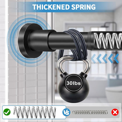 Black Shower Curtain Rod 36-84 Inches (3-7Ft) Non Rust Adjustable Shower Rod Spring Tension Non Slip No Drilling Stainless Steel Shower Rods for Bathroom Window