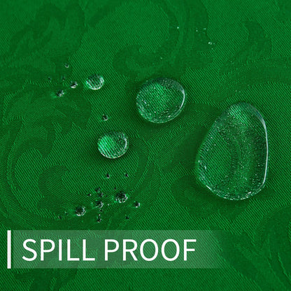 210GSM Solid Flower Jacquard Table Cloth - Heavy Duty Waterproof Wrinkle Free Microfiber Tablecloth, Decorative Fabric Table Cover for Outdoor and Indoor Use (Green, Rectangle 60 X 84 Inch)