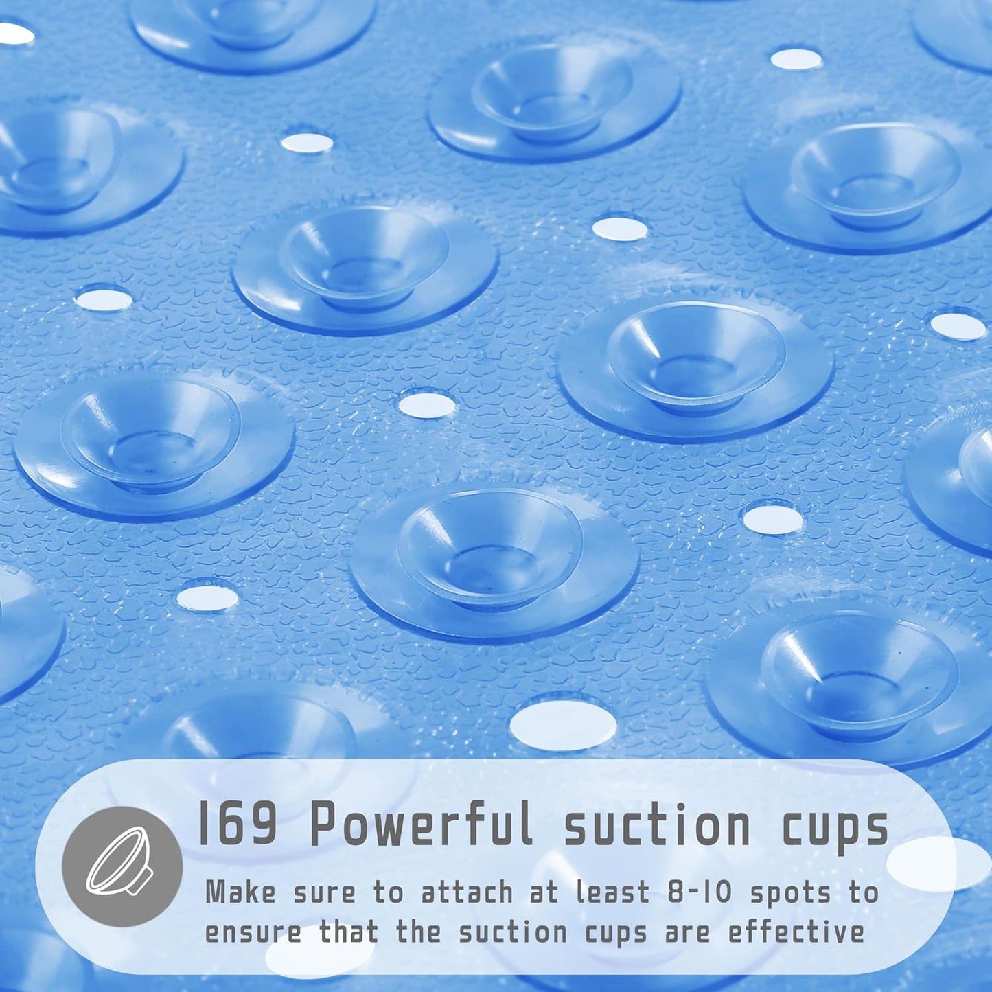 Shower Stall Mat Non Slip, 21X21 Inch, Soft Square Bath Mat for Shower with Suction Cups and Drain Holes, Stall Floor Mats for Bathroom, Machine Washable, Bathroom Accessories, Clear Blue