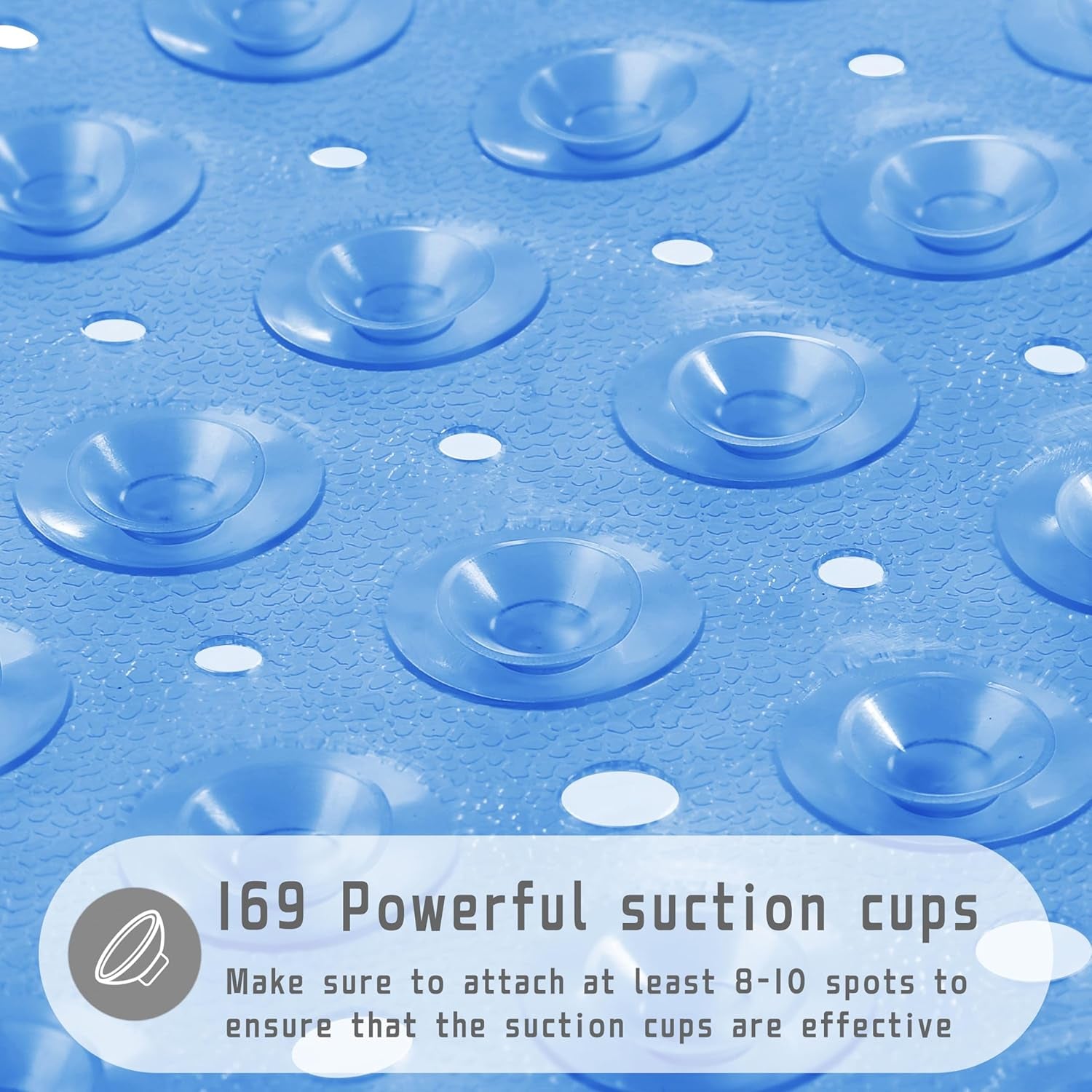 Shower Stall Mat Non Slip, 21X21 Inch, Soft Square Bath Mat for Shower with Suction Cups and Drain Holes, Stall Floor Mats for Bathroom, Machine Washable, Bathroom Accessories, Clear Blue