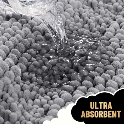 Thick Toilet Rugs U-Shaped 24X20, Extra Soft Absorbent Chenille Striped Contour Bathroom Rugs for Toilet, Dry Quickly, Machine Washable, Non-Slip Bath Mat, Grey