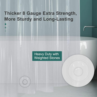 Set of Plastic Shower Curtain Liner and Stainless Steel Shower Curtain Hooks Rings