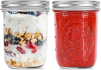Wide Mouth Mason Jars 16 Oz with Lids [2 Pack], Canning Jars with Metal Airtight Lids and Bands, 16 Oz Glass Jars for Fermenting, Pickling, Freezing, Preserving, Meal Prep, Jar Décor