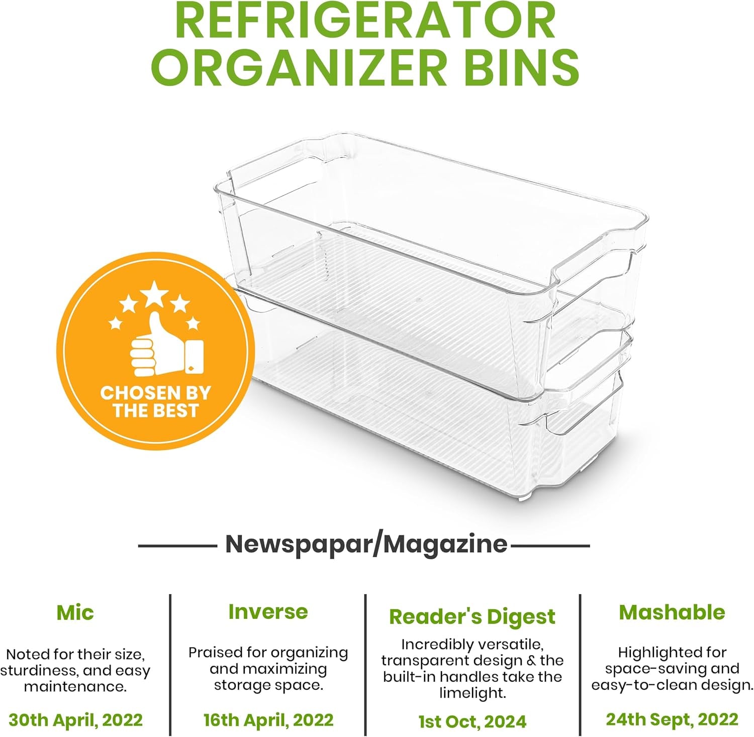 - Fridge Organizer Bins - Refrigerator Organizing Bins - Pantry Organizers & Storage - Stackable for Home & Kitchen Pantry Organization - Clear Plastic Containers (8 Pack)