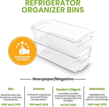 - Fridge Organizer Bins - Refrigerator Organizing Bins - Pantry Organizers & Storage - Stackable for Home & Kitchen Pantry Organization - Clear Plastic Containers (8 Pack)