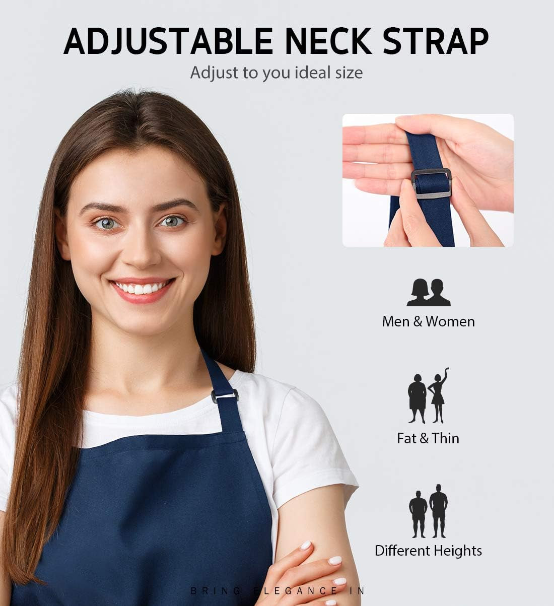 4 Pack Adjustable Bib Apron with 2 Pockets Cooking Kitchen Aprons for Women Men Chef