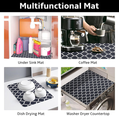 Waterproof under Sink Mat, Absorbent Quick Dry under Sink Mat, Non-Adhesive Slip Resistant Shelf Liner for Kitchen & Bathroom Cabinets (Dark Gray, 24"×24")