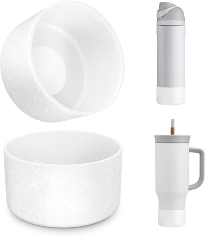 2 PCS Glitter Silicone Boot for Owala Water Bottle, Anti-Slip Protective Sleeve for Freesip/Twist/Flip Stainless Steel Water Bottles Accessories