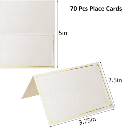 70 Pcs Place Cards Blank Fillable Banquet Seat Card with Gold Foil Frame, Place Cards for Table Setting, Escort Cards, Name Cards, Wedding Place Cards for Wedding, Table, Dinner Parties, 2.5" X 3.75"