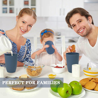 Premium Navy Blue Wheat Straw Drinking Cups - Set of 8, 20 Oz, BPA Free, Dishwasher and Microwave Safe, Durable, Unbreakable, Recyclable