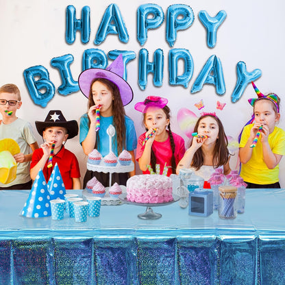 Blue Party Table Cover Decoration Tablecloth for Frozen/Winter Onederland/Under Sea/Ocean Theme Party Decorations Rectangle Tablecover with 54'' X 108'' - 2 Packs