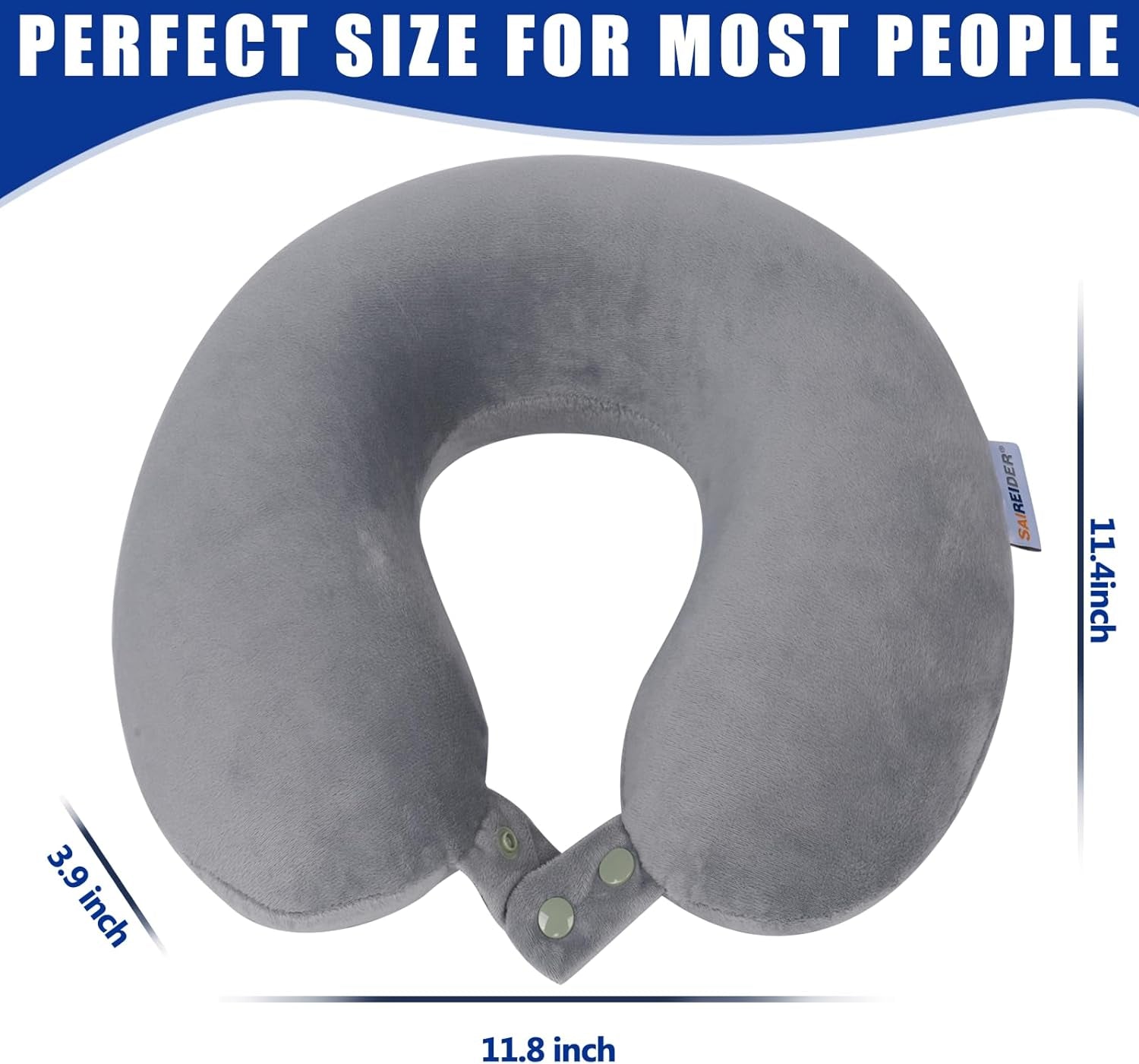 Travel Pillows for Sleeping Airplane 100% Pure Memory Foam Neck Pillow for Airplanes Washable Cover(Grey)