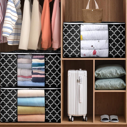 ISELIFE Storage Bags 100L 2-Pack Large Blanket Clothes Organization and Storage Containers for Bedding, Comforters, Foldable Organizer with Reinforced Handle, Clear Window, Sturdy Zippers, Black