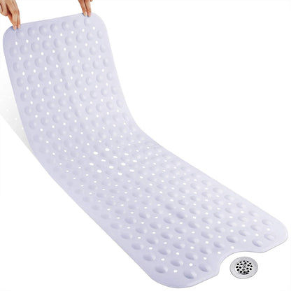 Original Bathtub Mat Non Slip, Extra Long Mat for Tub with Big Suction Cups and Drain Holes, Machine Washable Tub Shower Mats for Bathroom 16 X 40 Inches, Phthalate Latex Free, White