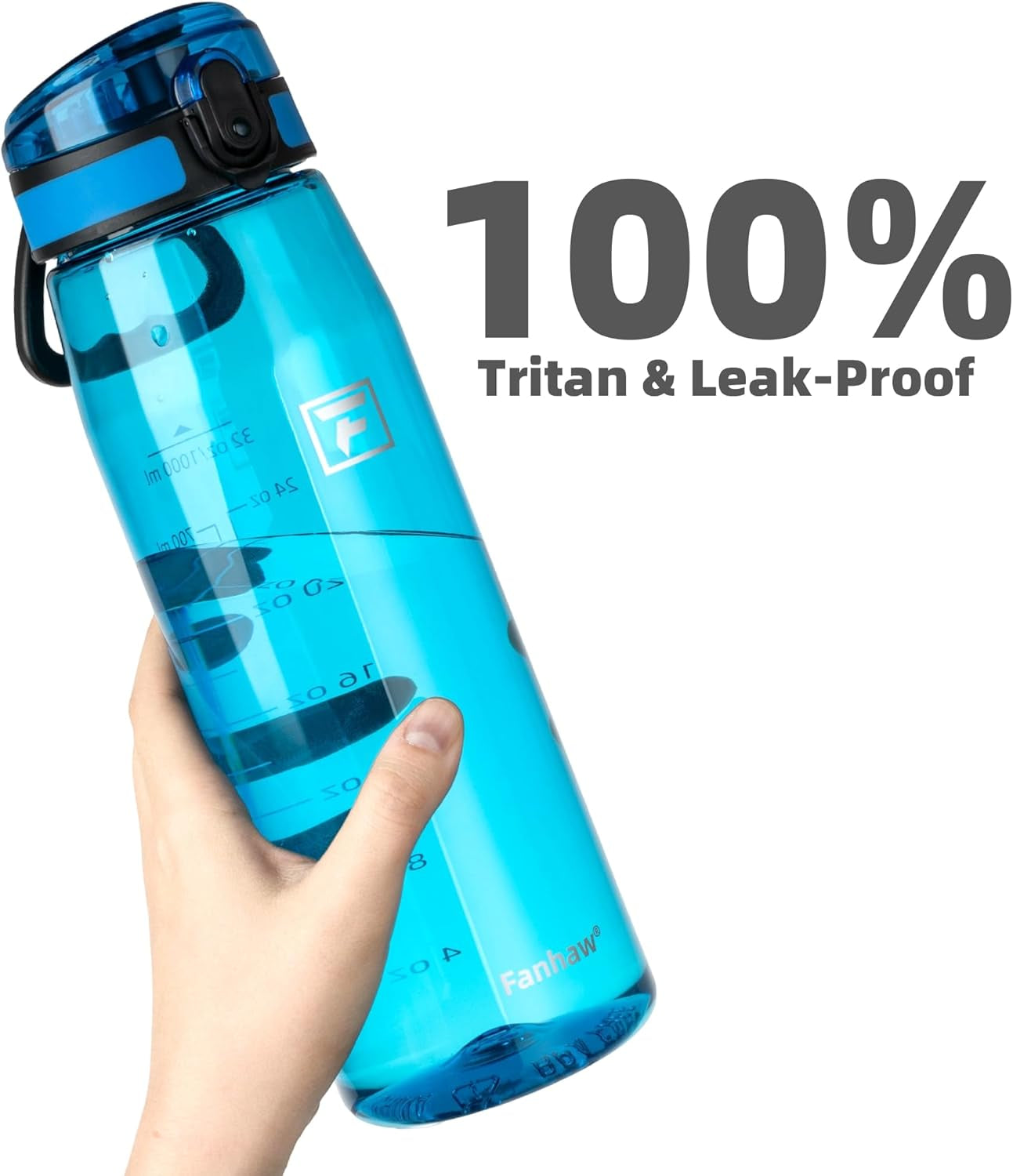 32 Oz Tritan Water Bottle with Chug Lid - Clear, Bpa-Free, Lightweight, Wide Mouth, Leak-Proof, Perfect for Gym, Travel, School, Office, and Sports (Classic Blue)
