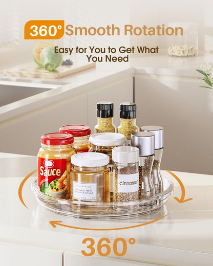 2 Pack Lazy Susan Organizer 9.25 Inch Lazy Susan Turntable for Cabinet, Rotating Spice Organization for Cabinet, Kitchen, Table Top, Countertop, Pantry Fridge Organizers and Storage, Clear