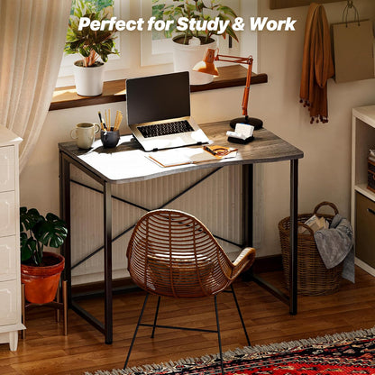 Compact Folding Desk for Small Spaces, 31.5 Inch Portable Computer Table for Home Office, Study, Bedroom, and Dorm, Space-Saving Design, Easy to Fold, Grey