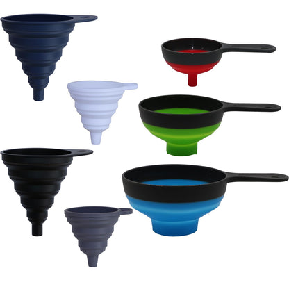 Collapsible Silicone Funnels 4 Pack + Wide Mouth Funnels 3 Pack for Kitchen Use