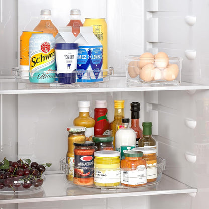4 Pack Lazy Susan Organizer, Clear Lazy Susan Turntable for Cabinet, Refrigerator, Table Top, Kitchen, Bathroom, Pantry Organizers and Storage, 2 Sizes Included 12In, 10.6In