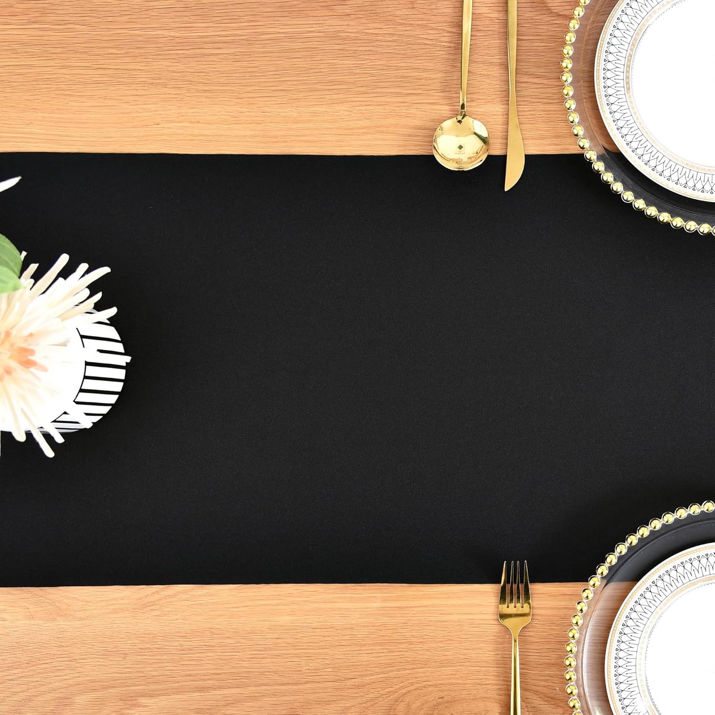 Farmhouse Black Table Runner Dining Table Runners 48 Inches Long Coffee Table Runner for Dresser Living Room Bedroom Holiday Party Banquet 12X48 Inch