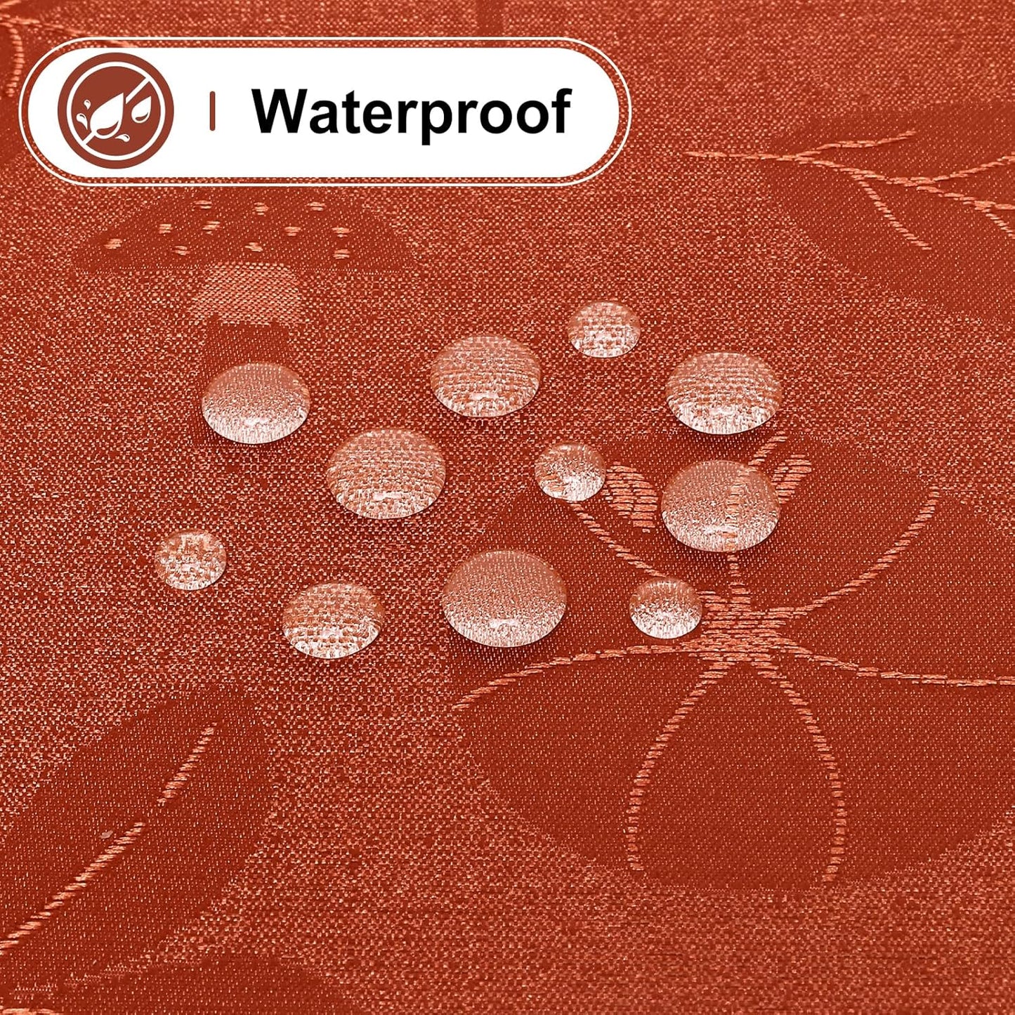 Rectangle Thanksgiving Tablecloth, Waterproof Jacquard Fall Table Cloth, Damask Cloth Table Cover for Harvest Decor (60" X 84", Rust Leaves Pattern)