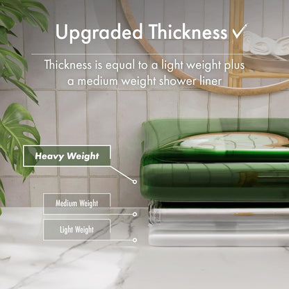 100% EVA Shower Curtain Liner, 72 X 72 Inches Heavy Duty Shower Curtain and Liner 2-In-1 with 3 Clear Stones and 12 Brass Grommets, Color Block Soft Shower Liner - Mint Green & Pine Green