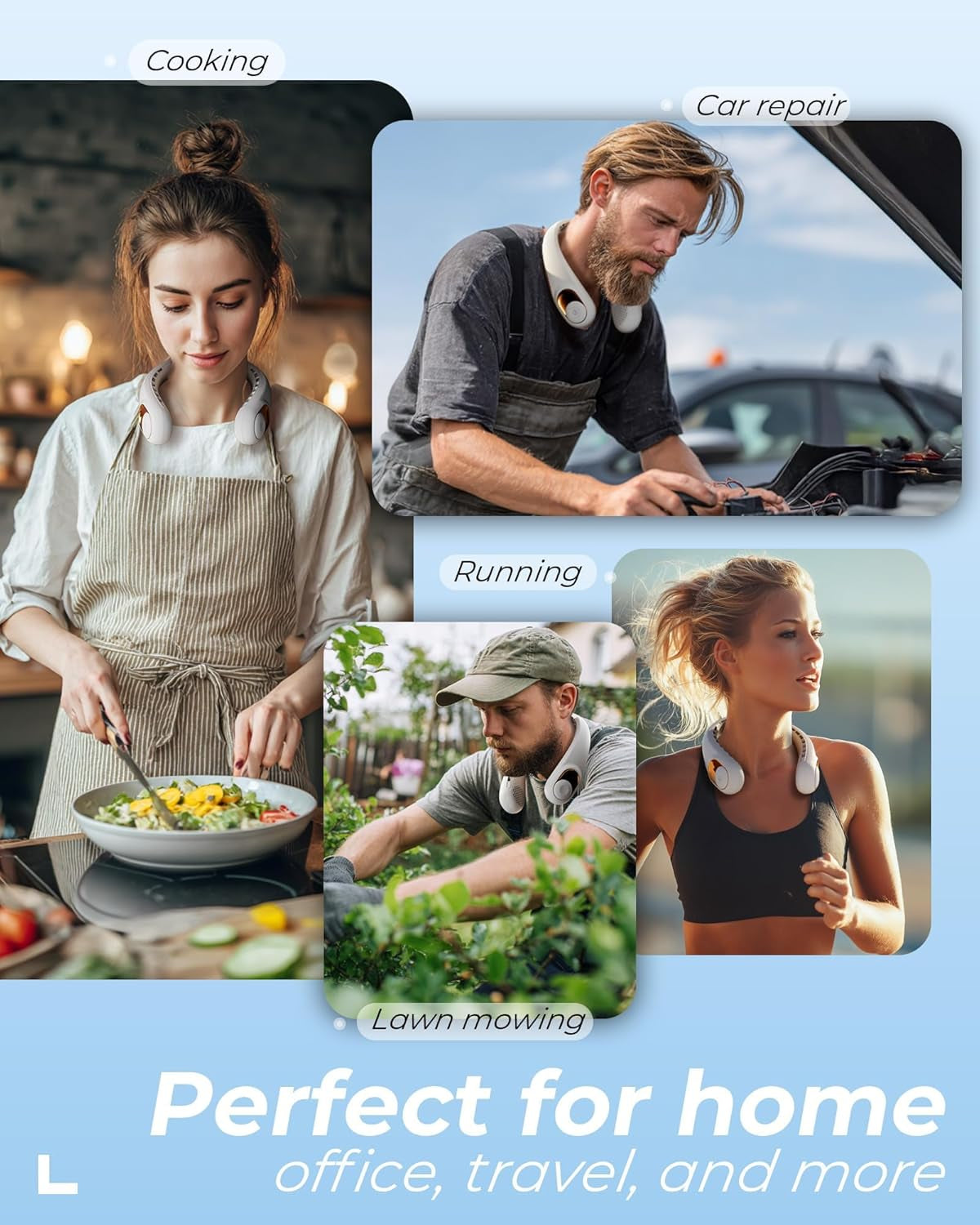 Neck Fan, Personal Fan with LED Display, USB-C Rechargeable, 4000Mah-Battery, 3-Speed Adjustment & Whisper-Quiet Operation, Perfect for Home, Travel, Sports