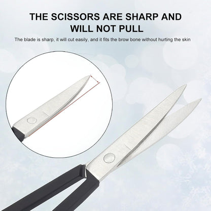 5-Piece Premium Set Matte Black Stainless Steel Eyebrow Tweezers Kit with 4 Precision Tips (Slant/Pointed/Flat/Rounded) & Sharp Grooming Scissors for Facial Hair Removal & Splinter Extraction