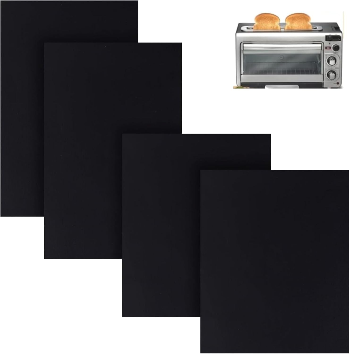 Square Air Fryer Liners Reusable Baking Mat Compatible with Hamilton Beach 2-In-1 Countertop Toaster Oven, Teflon Sheets for Hamilton Beach 31156 Air Fryer(2+2Pcs)