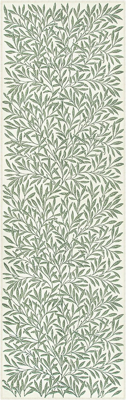 Botanical Boho Green Kitchen Runner, Non Skid, Washable Leaf Carpet for Hallway 8Ft, Non Shedding Modern Rug for Entryway Porch (2'5''X8'')